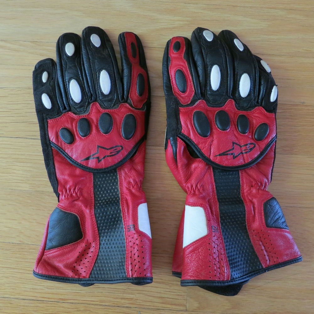 Alpinestars Men's Red Leather Motorcycle Riding Gloves XL